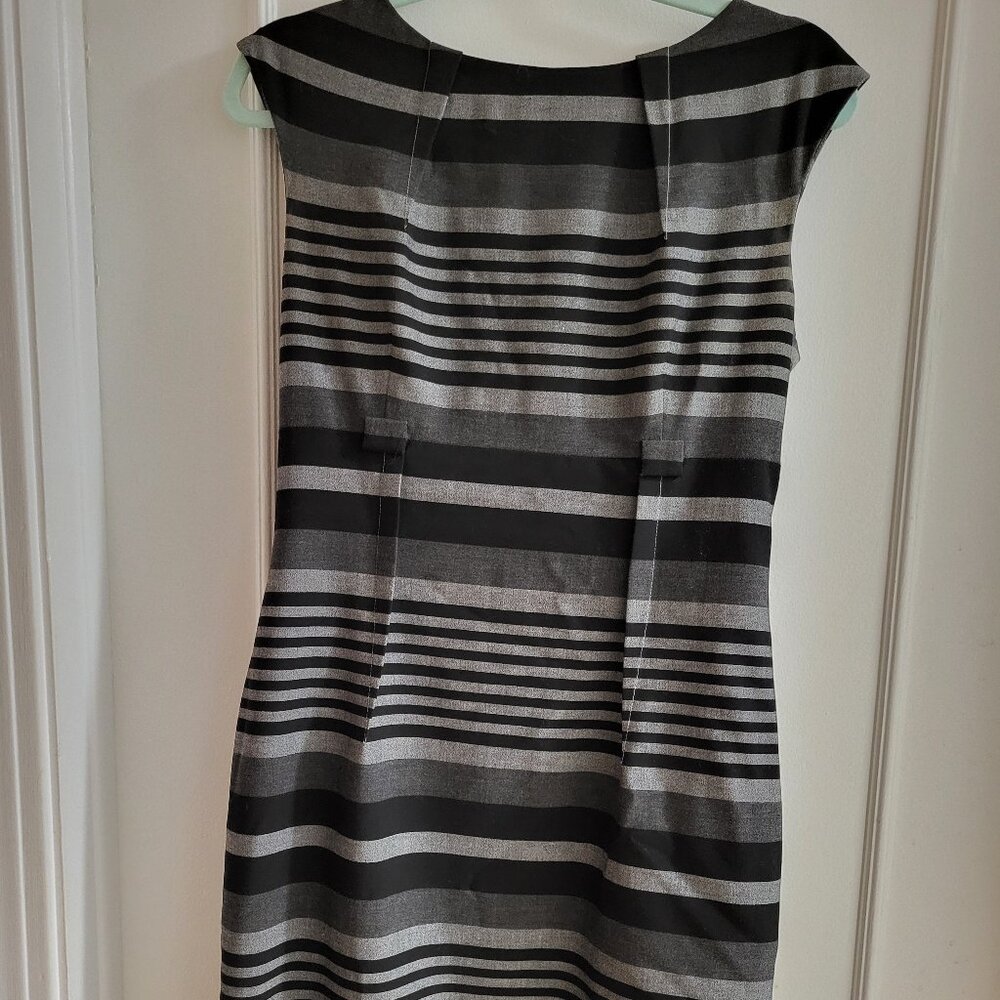 Calvin Klein Striped Sheath Dress - Black & Gray - Size 8